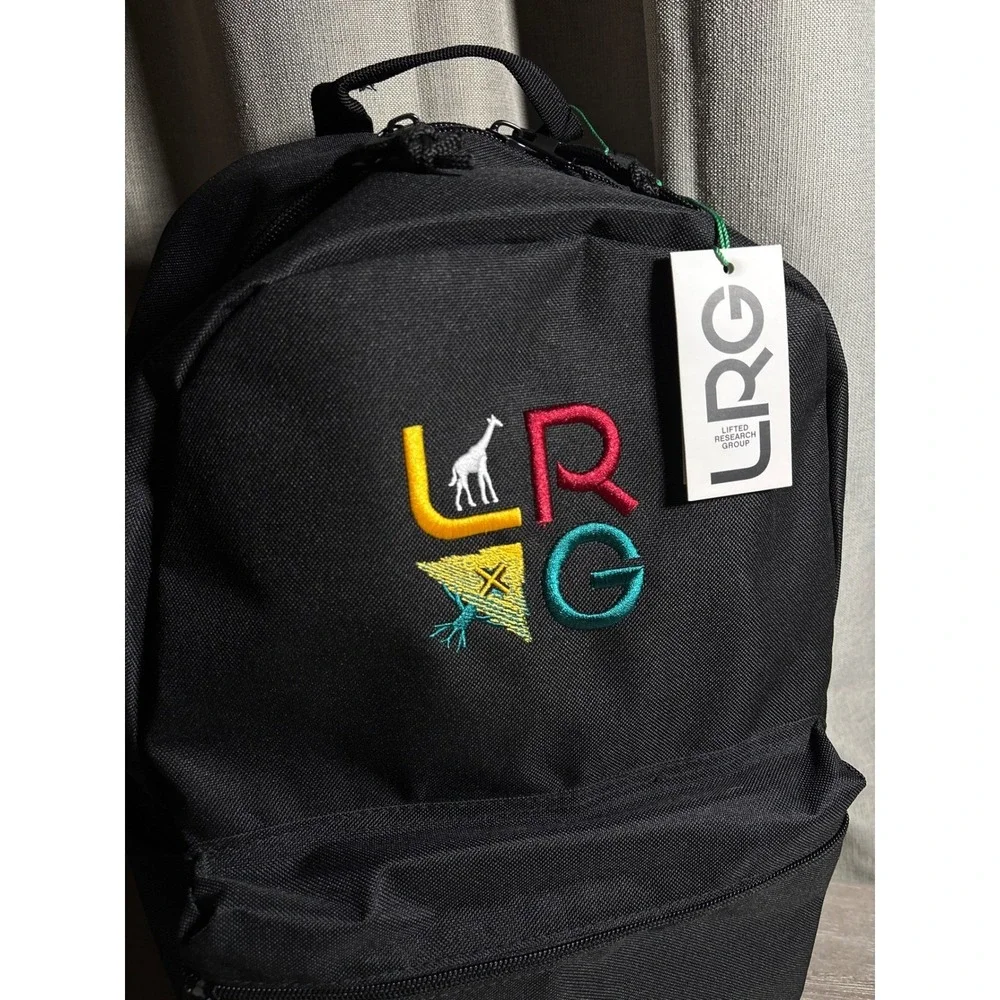 NWT LRG Lifted Research Group Black Backpack Embroidered Logo Streetwear Bookbag - Picture 3 of 11